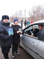 Сотрудники Аркадакской Госавтоинспекции со своими юными помощниками поздравили мужчин-водителей с Днём защитника Отечества