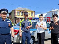 В Аркадаке участникам дорожного движения вручили георгиевские ленточки